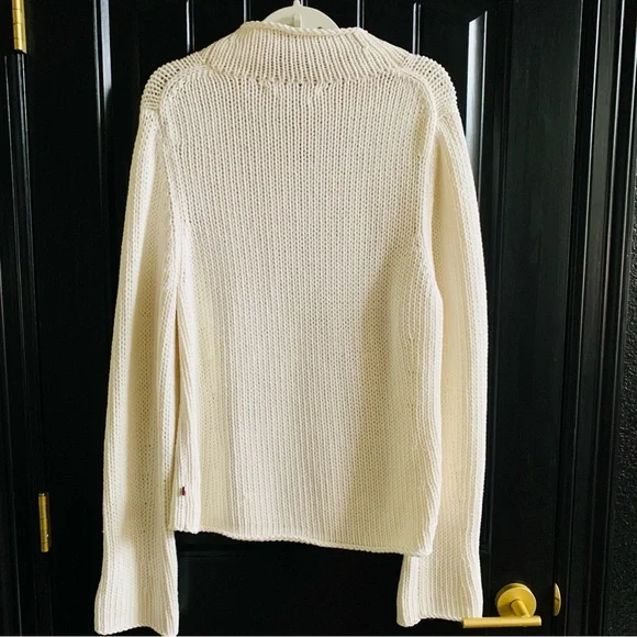 Tommy Hilfiger Vintage 2003 Mock Neck Cream Knit Sweater | XL - Picture 3 of 10